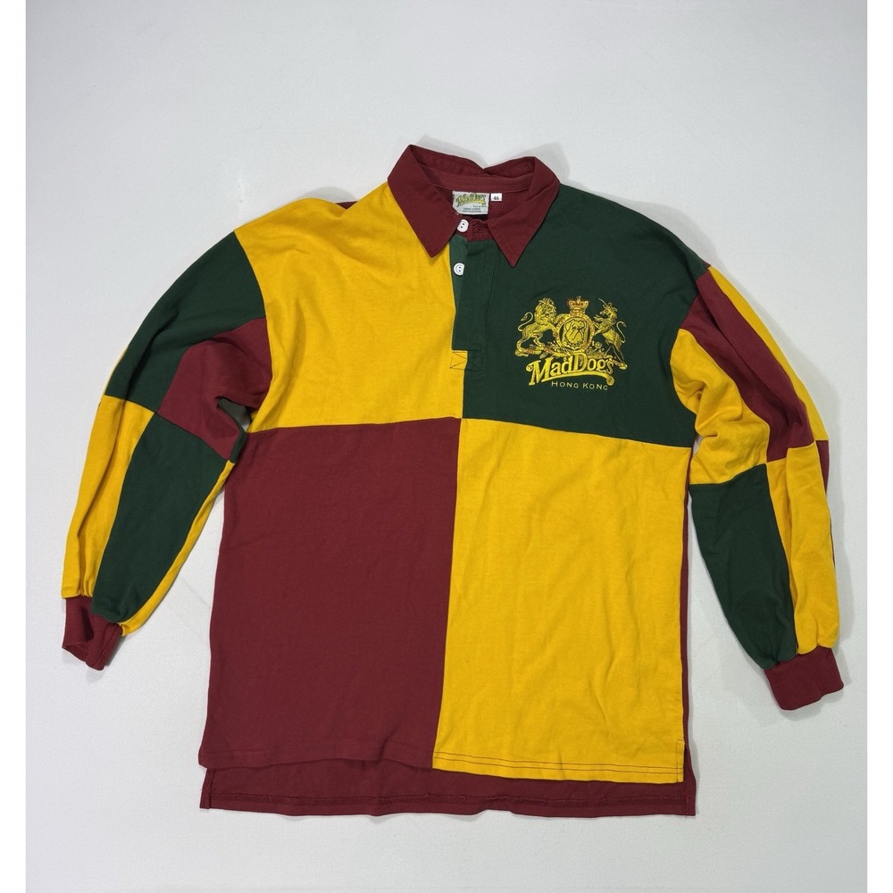 MadDogs Vintage Rugby Shirt Mens 46 Colorblock 90s Hong Kong Pub Sports Retro L